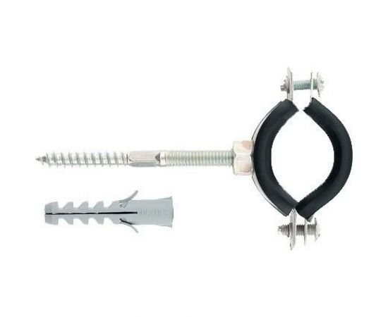 Сантехнический хомут для труб СИБРТЕХ 32-36 (1""), резиновый уплотнитель, шпилька+дюбель 481663 