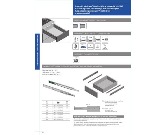 Шариковые направляющие GTV Versalite LIGHT с доводчиком PK-L-H45-400-GX – изображение 2