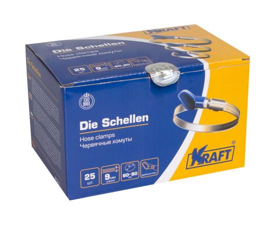 Хомут с ключом KRAFT 60-80 мм, уп. 25 шт. KT 880510 – изображение 3