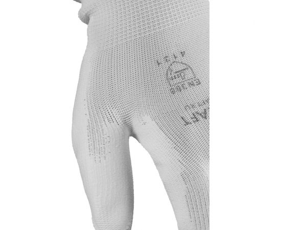 Белые лёгкие бесшовные защитные перчатки эргономичной формы из нейлона WIEDERKRAFT WDK-PU01W / M – изображение 6