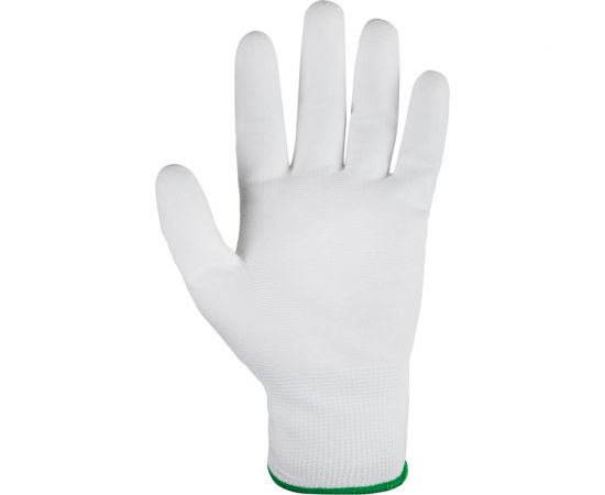Белые лёгкие бесшовные защитные перчатки эргономичной формы из нейлона WIEDERKRAFT WDK-PU01W / M – изображение 7