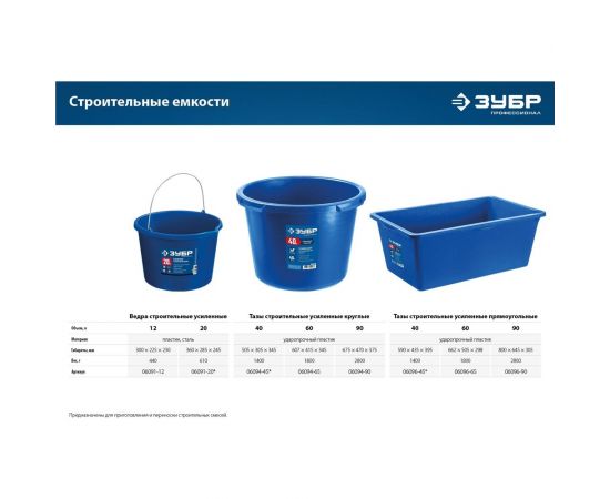 Усиленный круглый строительный таз ЗУБР 60 л 06094-65 – изображение 8