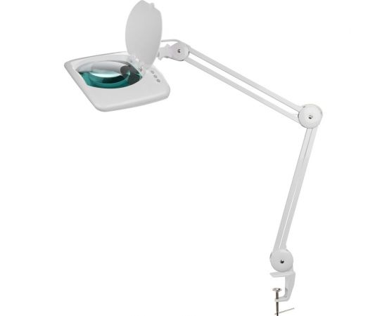 Настольная квадратная лупа REXANT на струбцине, 5Х с подсветкой 60 LED белая 31-0513 