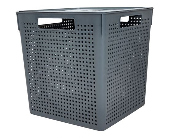 Коробка для хранения Violet Лофт квадратная с крышкой 23 л серый 6923118 