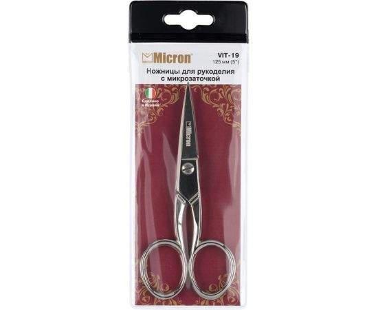 Ножницы Micron VIT-19 для рукоделия, в чехле, 125 мм, с микрозаточкой 571162 