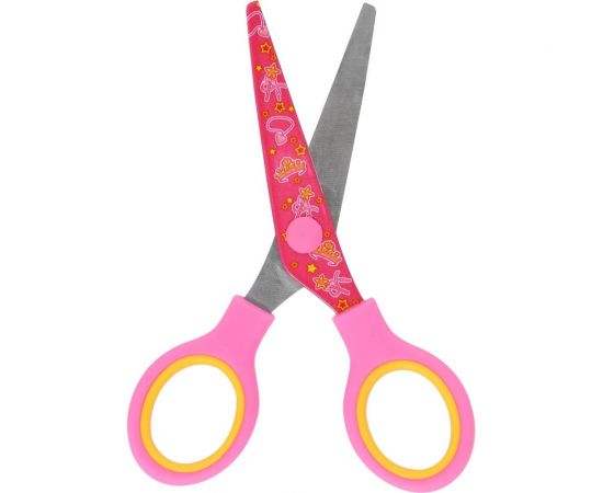 Школьные ножницы Schoolformat ПРИНЦЕССА безопасные, 130 мм., ручки пластиковые с резиновыми вставками, розовый, с принтом на лезвиях НШ-ПР – изображение 2