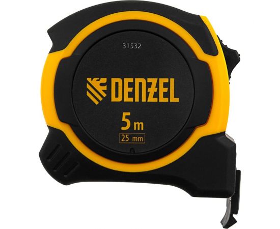 Рулетка Denzel 5 м, 25 мм, двухкомпонентный корпус, магнитный обрезиненный зацеп 31532 – изображение 2