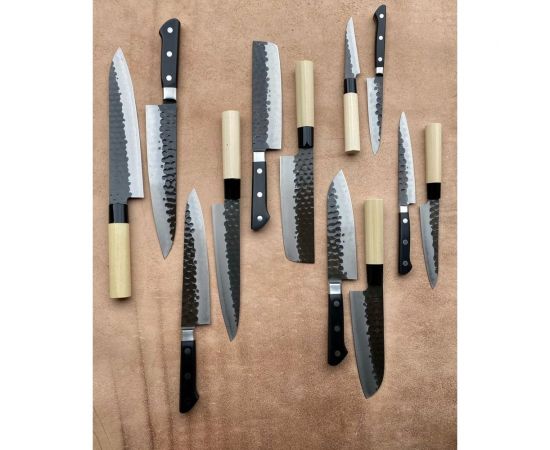 Нож кухонный поварской hammered finish длина лезвия 210 мм, сталь vg-10, 3 слоя, рукоять магнолия TOJIRO F-1115 – изображение 2