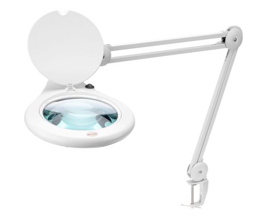 Настольная круглая лупа REXANT на струбцине 5Х с подсветкой 84 LED, белая 31-0503 – изображение 3