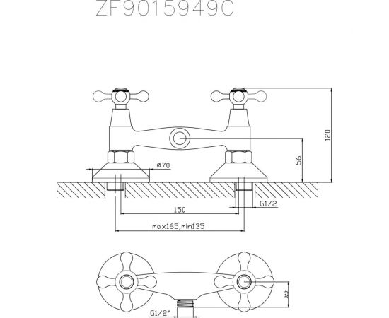 Смеситель для душевой кабины ARCO DA VELLA маховик пластик крест А5507 12174 – изображение 3