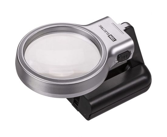 Круглая ручная лупа TDM d 60 мм, 3-х кратное увеличение, рукоятка-трансформер, LED подсветка, 2хАА SQ1025-0903 – изображение 4