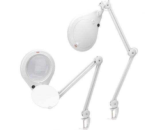 Настольная круглая лупа REXANT на струбцине 5Х с подсветкой 84 LED, белая 31-0503 – изображение 4
