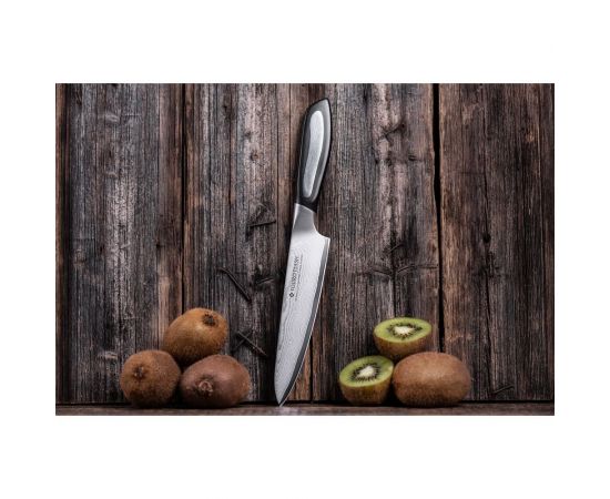 Кухонный поварской нож TOJIRO flash длина лезвия 210 мм, сталь vg10, 63 слоя, рукоять микарта FF-CH210 – изображение 4