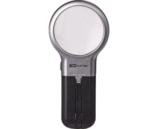Круглая ручная лупа TDM d 60 мм, 3-х кратное увеличение, рукоятка-трансформер, LED подсветка, 2хАА SQ1025-0903 – изображение 6