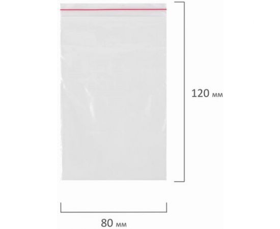 Пакеты с замком/зиплок-гриппер BRAUBERG, 100 шт, 80х120 мм, ПВД, толщина 35 микрон 606209 – изображение 6