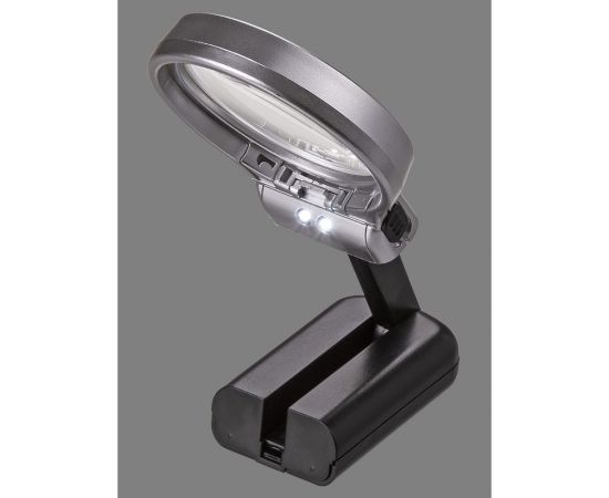 Круглая ручная лупа TDM d 60 мм, 3-х кратное увеличение, рукоятка-трансформер, LED подсветка, 2хАА SQ1025-0903 – изображение 7