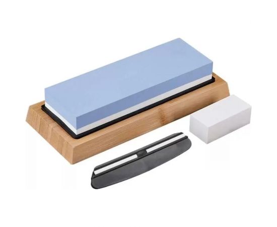 Двусторонний точильный камень для заточки ножей URM водный с силиконовым держателем и бруском, на подставке D01497 – изображение 7