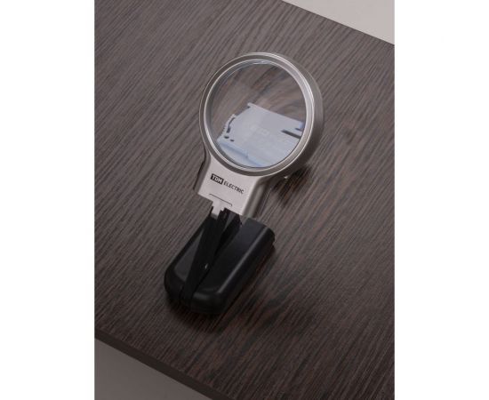 Круглая ручная лупа TDM d 60 мм, 3-х кратное увеличение, рукоятка-трансформер, LED подсветка, 2хАА SQ1025-0903 – изображение 9