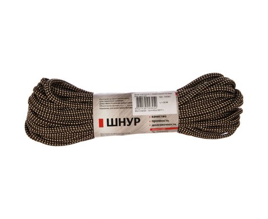 Плетеный шнур ПЭ 6 мм с сердечником, 24-прядный цветной 20 м Tech-Krep 140361 