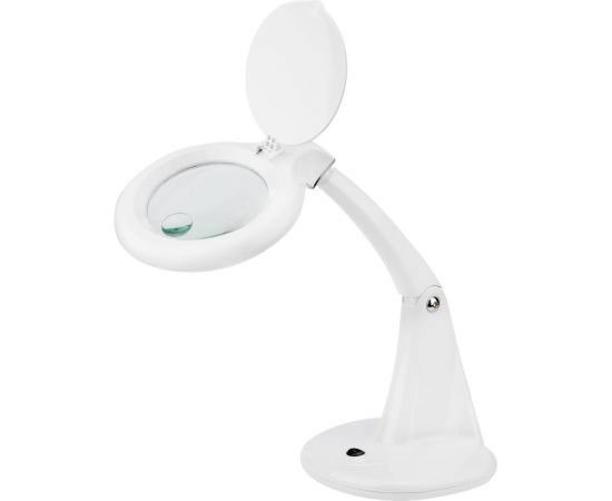 Малая настольная лупа REXANT 3Х +доп.12Х с подсветкой 60 LED, белая 31-0243 