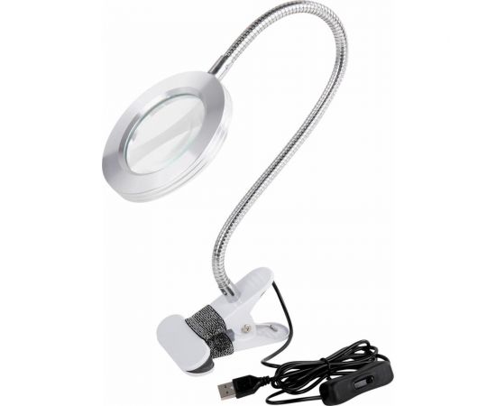 Настольная лупа BRAUBERG на прищепке, с led подсветкой, диаметр 75 мм, увеличение 3 455931 