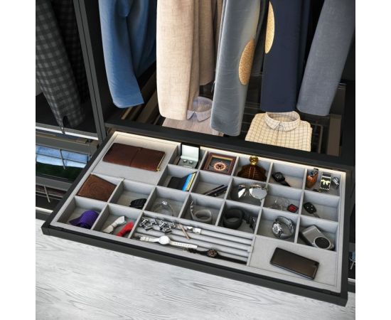 Органайзер для принадлежностей GTV ELITE 600 мм, скрытый монтаж, с доводчиком, антрацит WG-PRZEG60-60 – изображение 3