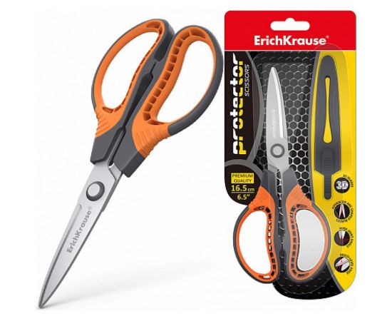 Ножницы ErichKrause Protector, 16.5 см с чехлом, серо-оранжевый 48056 – изображение 4