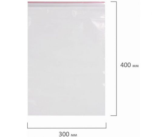 Пакеты с замком/зиплок-гриппер BRAUBERG, 100 шт, 300х400 мм, ПВД, толщина 40 микрон 606218 – изображение 6