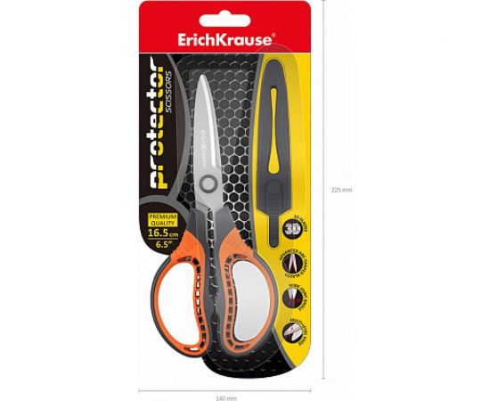 Ножницы ErichKrause Protector, 16.5 см с чехлом, серо-оранжевый 48056 – изображение 6
