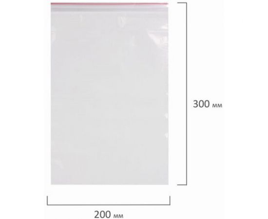 Пакеты с замком/зиплок-гриппер BRAUBERG, 100 шт, 200х300 мм, ПВД, толщина 40 микрон 606216 – изображение 6