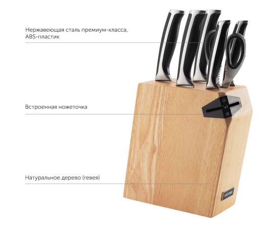 Набор из 5 кухонных ножей, ножниц и ножеточки NADOBA RUT 722716 – изображение 7