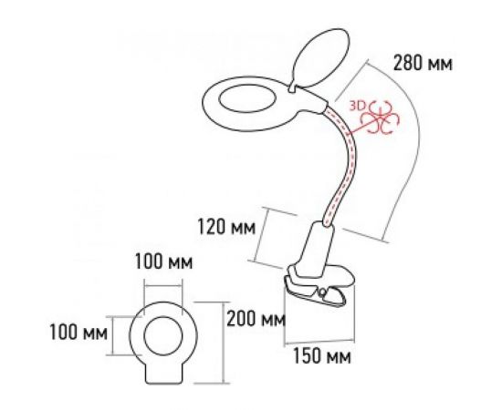 Малая настольная лупа REXANT 3Х + 12Х с подсветкой 60 LED 31-0244 – изображение 8