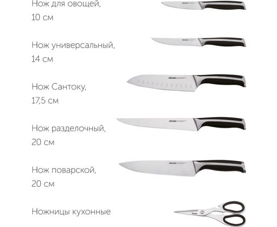 Набор из 5 кухонных ножей, ножниц и ножеточки NADOBA RUT 722716 – изображение 9