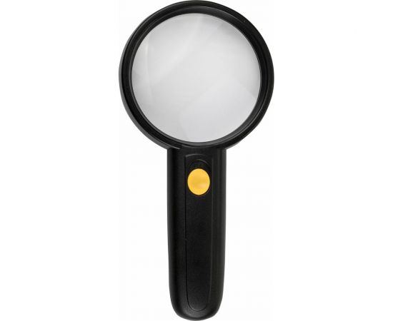 Просмотровая лупа BRAUBERG с подсветкой, диаметр 75 мм, увеличение 3, корпус черный 454130 