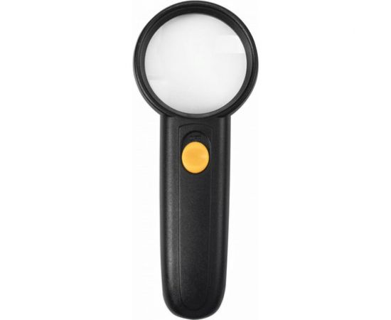 Просмотровая лупа BRAUBERG с подсветкой, диаметр 50 мм, увеличение 5, корпус черный 454128 