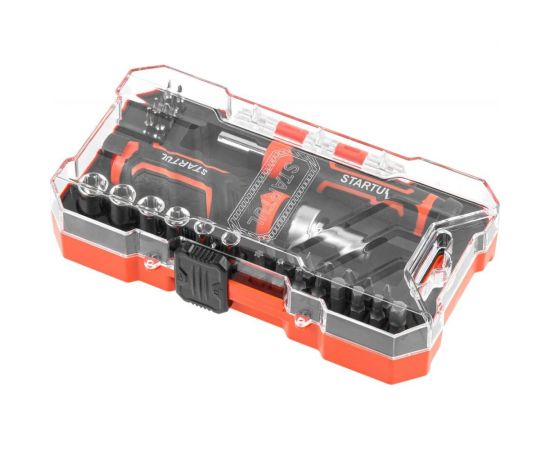 Реверсивная отвертка с набором бит и торцевых головок STARTUL Profi 31 предмет ST3095-31 – изображение 2