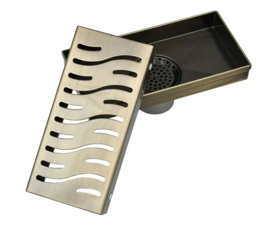 Трап лоток GERHANS античная бронза, с вертикальным выходом, сухой затвор, 100мм/200мм K81410C-20 – изображение 2