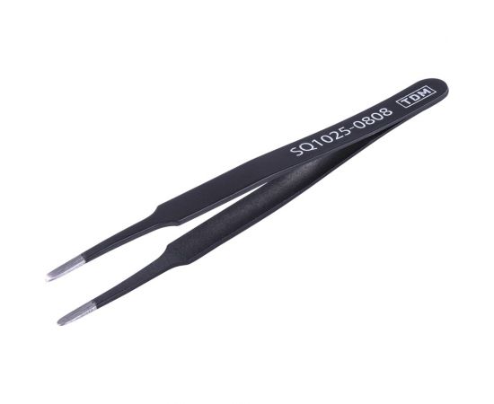 Прямой пинцет TDM 120 мм, плоское жало 3 мм, нерж., антистатич. покр., блистер, Рубин SQ1025-0808 – изображение 2