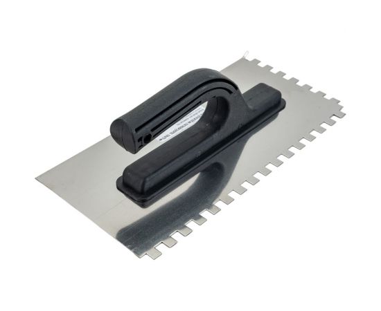 Зубчатая гладилка КЭС 8x8 мм, нержавеющая сталь, пластиковая рукоятка, 130x270 мм 10100004 – изображение 2