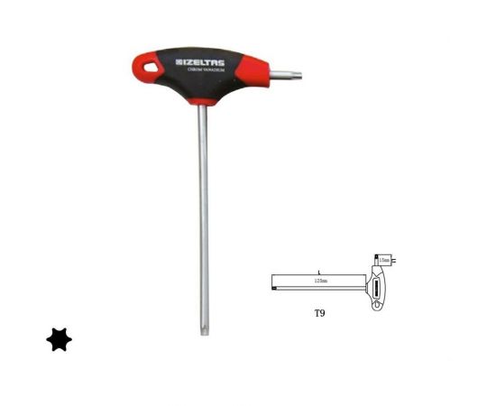 Т-образный ключ TORX 6-гранный с рукояткой T9 IZELTAS 4909220009 – изображение 2