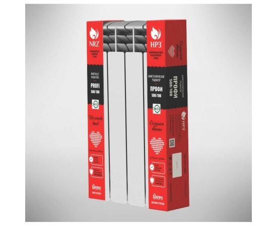 Биметаллический радиатор НРЗ серия ПРОФИ 500/100 4 секции 4603335720665 – изображение 2