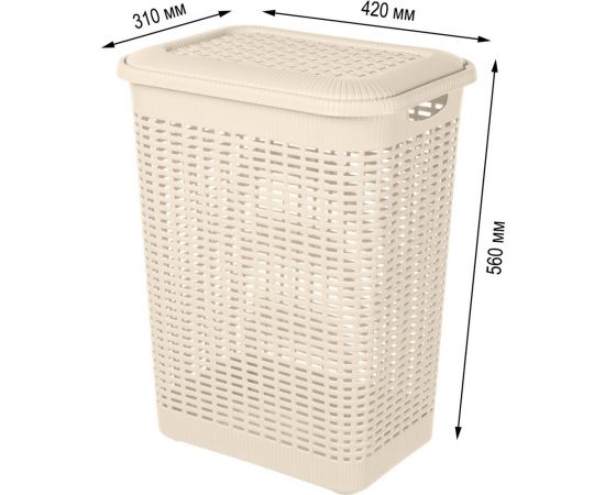 Корзина для белья Econova 50 л, 420х310х560 мм бежевый 431293407 – изображение 2