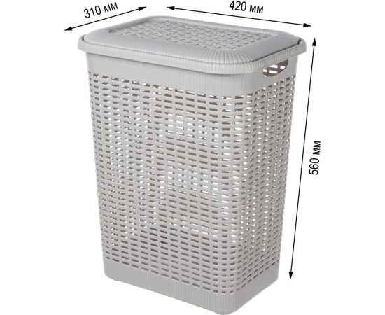 Корзина для белья Econova 50 л, 420х310х560 мм светло-серый 431293430 – изображение 2