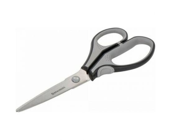 Ножницы BRAUBERG SUPER, 230 мм., серо-черные, 2-х сторонняя заточка 237297 – изображение 2