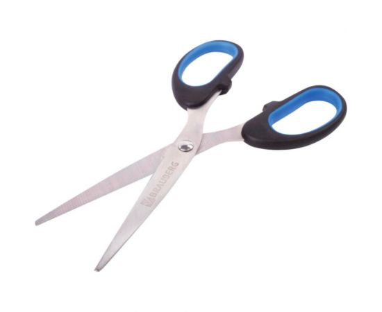 Ножницы BRAUBERG 160 мм, резиновые вставки, черно-синие 236447 – изображение 3