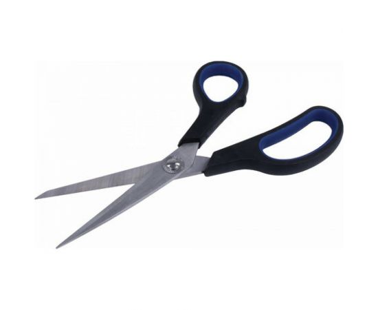 Ножницы BRAUBERG Soft Grip 190 мм, резиновые вставки, серо-зеленые, 3-х сторонняя заточка 230762 – изображение 3