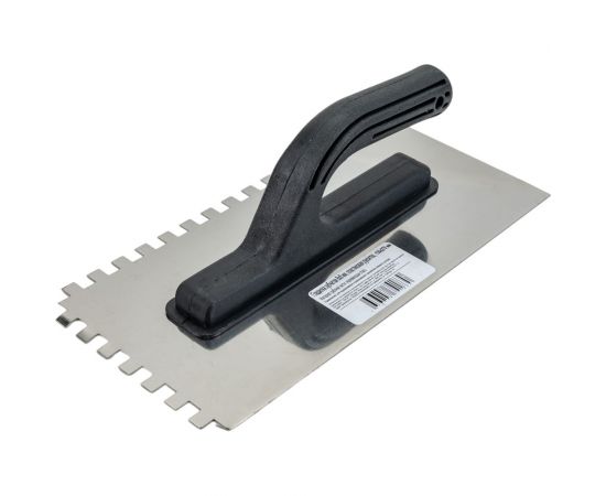 Зубчатая гладилка КЭС 8x8 мм, нержавеющая сталь, пластиковая рукоятка, 130x270 мм 10100004 – изображение 3