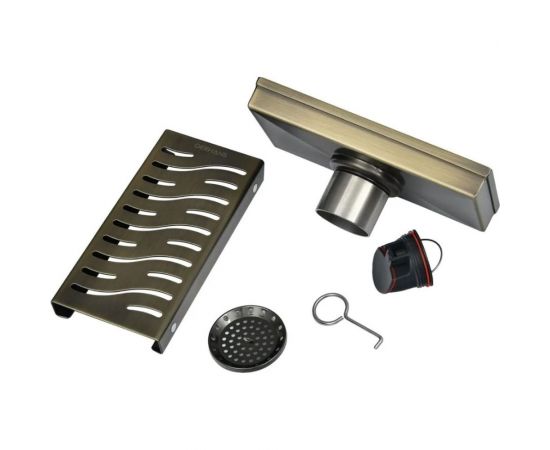 Трап лоток GERHANS античная бронза, с вертикальным выходом, сухой затвор, 100мм/200мм K81410C-20 – изображение 4