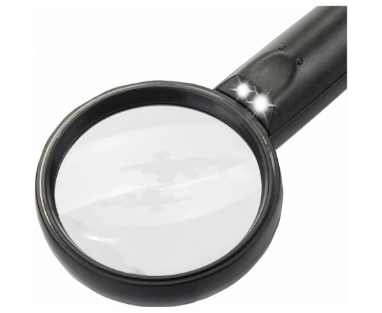 Просмотровая лупа BRAUBERG с подсветкой, диаметр 75 мм, увеличение 3, корпус черный 454130 – изображение 4