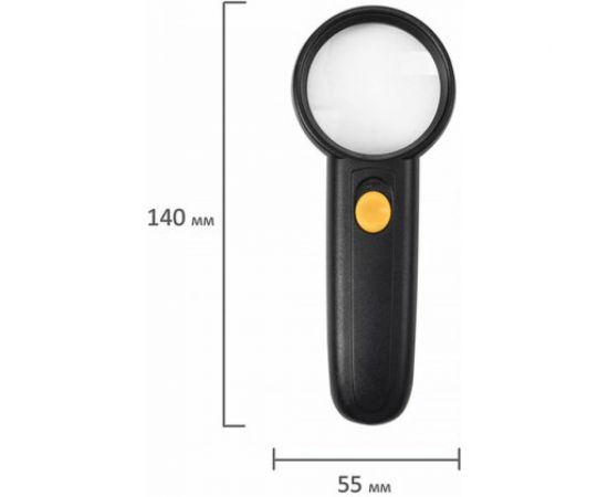 Просмотровая лупа BRAUBERG с подсветкой, диаметр 50 мм, увеличение 5, корпус черный 454128 – изображение 6